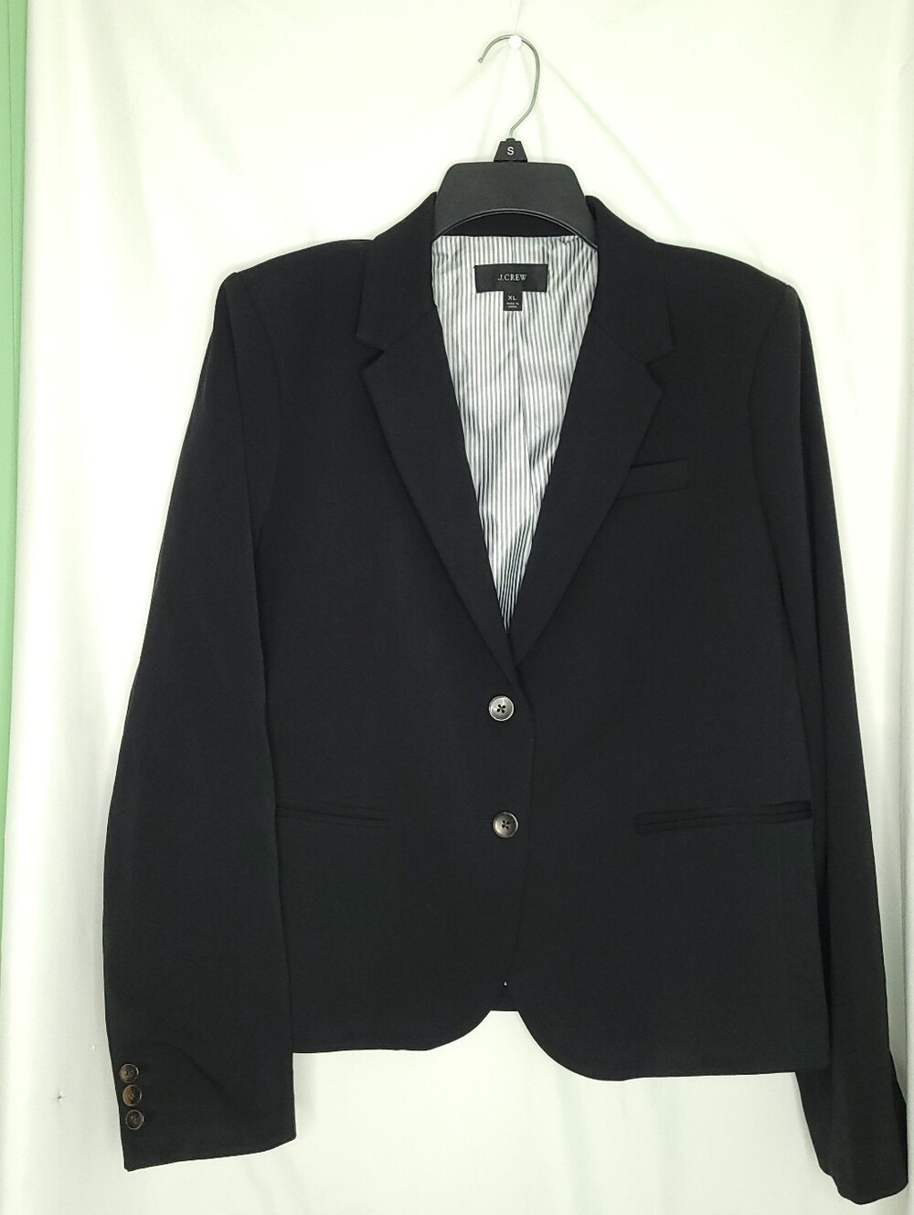J CREW Women's Black Fully Lined Schoolboy Blazer Preppy Academia Size XL